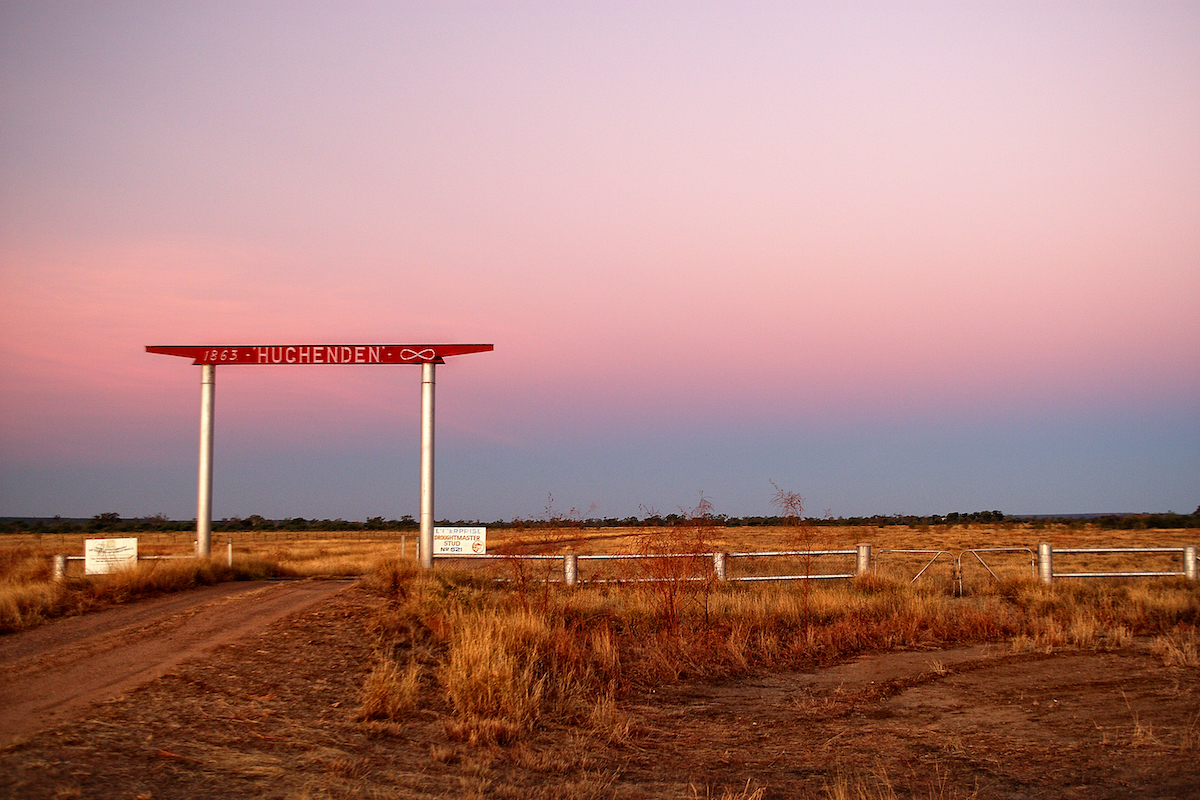 Hughenden Station sign at Sunset