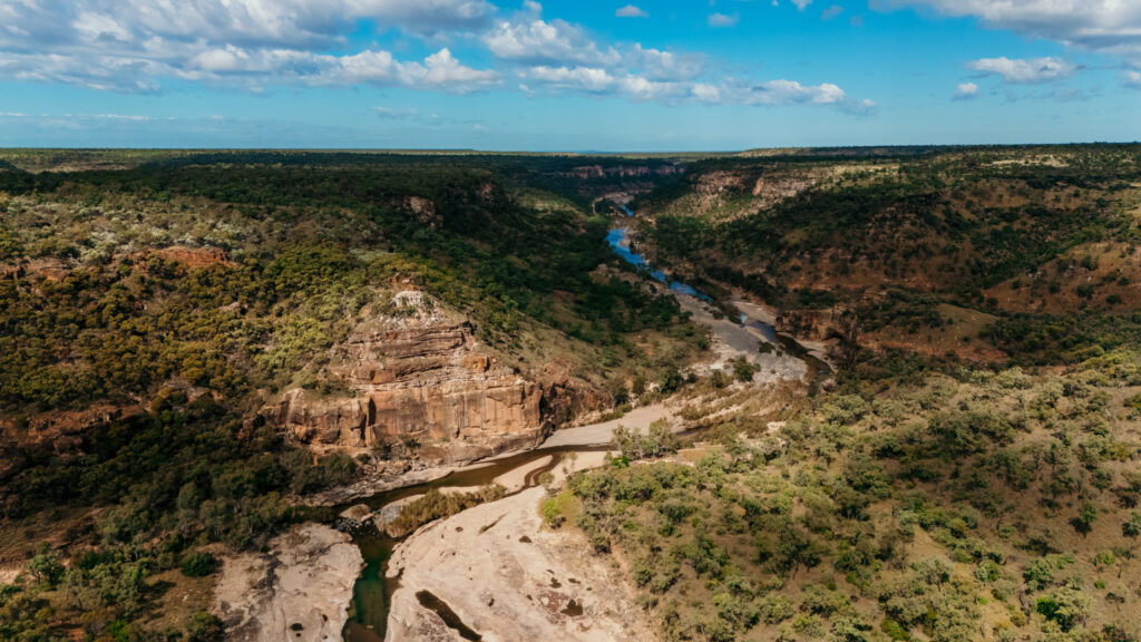 Aerial view of Porcupine Gorge in the Morning